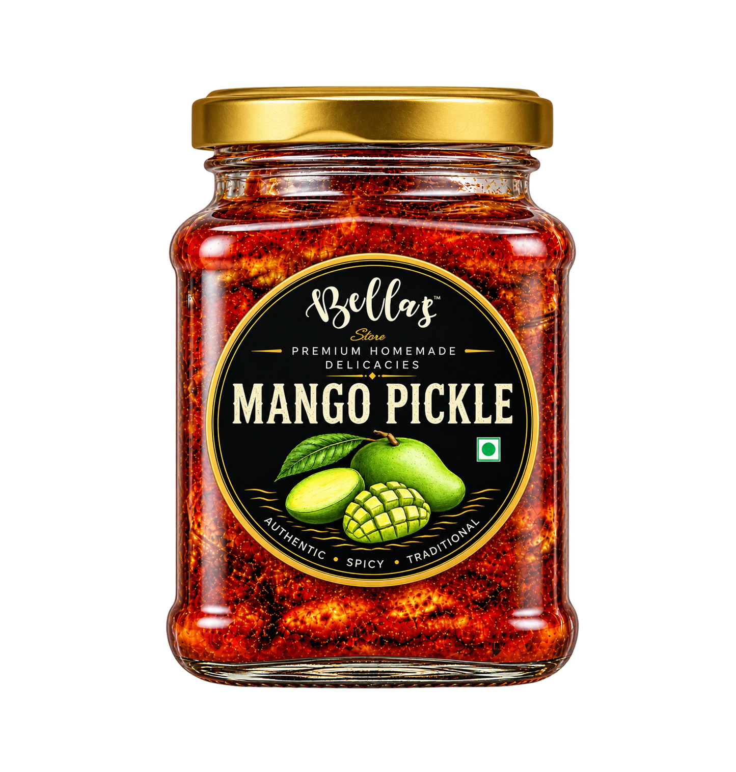 Bellas Mango Pickle | Aam ka achar | Homemade Pickle Less Oil | Traditional Indian Achar | No Added Preservatives (200g)