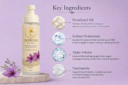 DESI Skinova Milky Toner 100ml | Hydrating & Soothing Facial Toner with Hydrolyzed Silk, Beta-Glucan, Rose Extract & Allantoin | Daily Glow Toner for Glass Skin | All Skin Types
