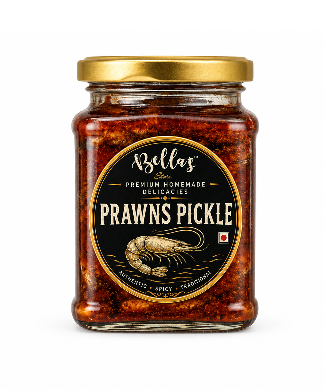 Bella's Homemade Prawn Pickle, Traditional Spiced, Ready to Eat