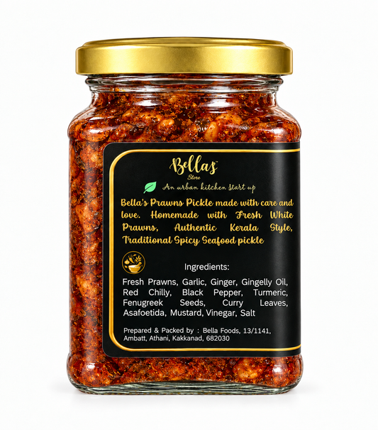 Bella's Homemade Prawn Pickle, Traditional Spiced, Ready to Eat