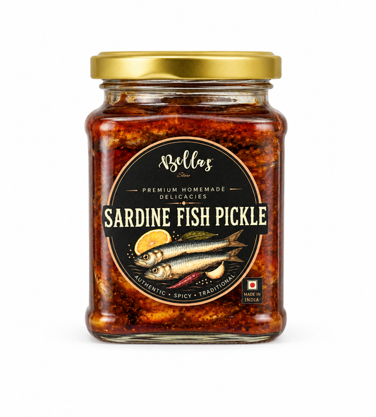 Bella's Sardine Fish Pickle, Kerala Style | Special Sardine Fish Achar | Tangy & Flavorful Ready-to-Eat |