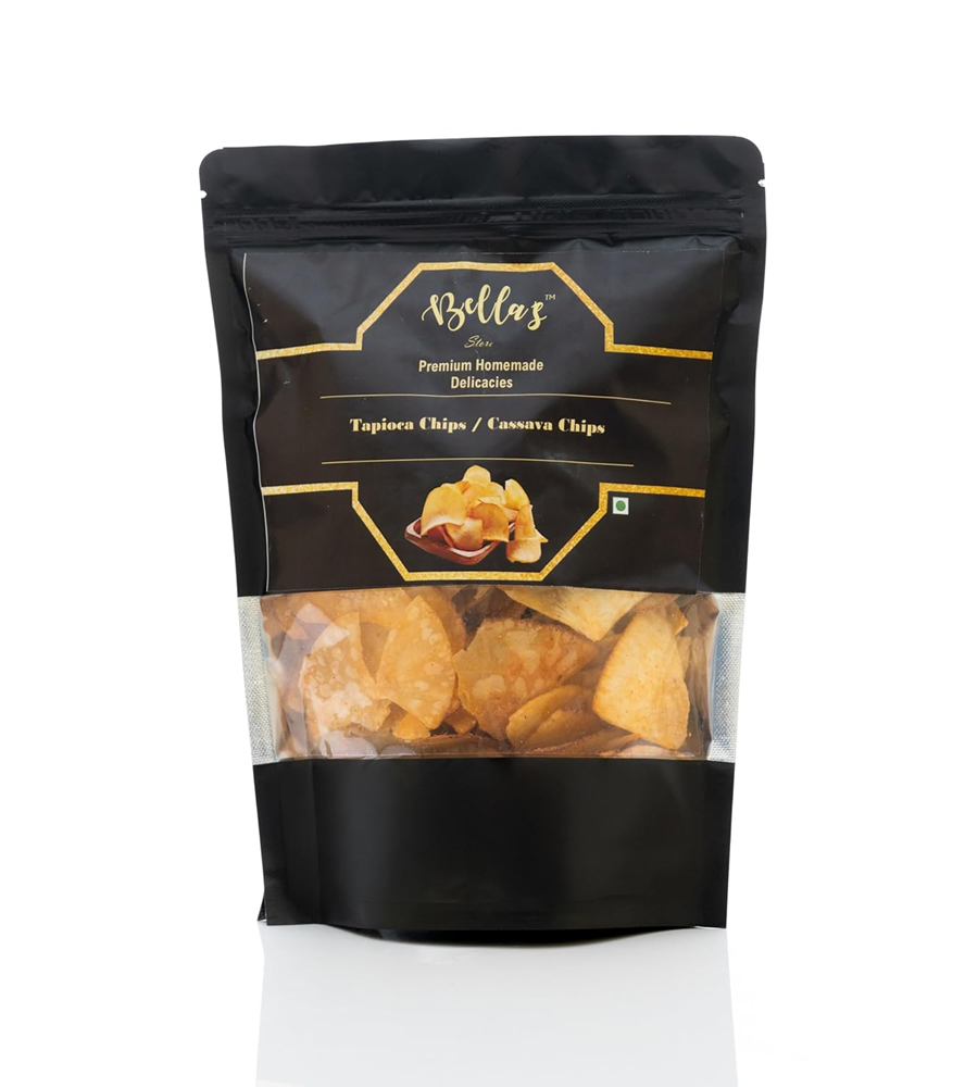 Bellas Tapioca Round Chips, 200g | Crunchy, Authentic Kerala SnackPerfect Tea-Time Bites (Round Chips, Masala)